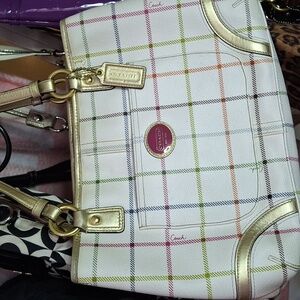 EUC COACH TATTERSAL MEDIUM TOTE